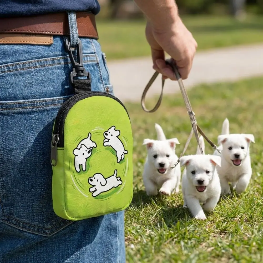 Portable Dog Training Snack Bag Cartoon Pattern Waterproof Dog Treat Pouch Large Capacity with Hook Buckle Food Dispenser Bag