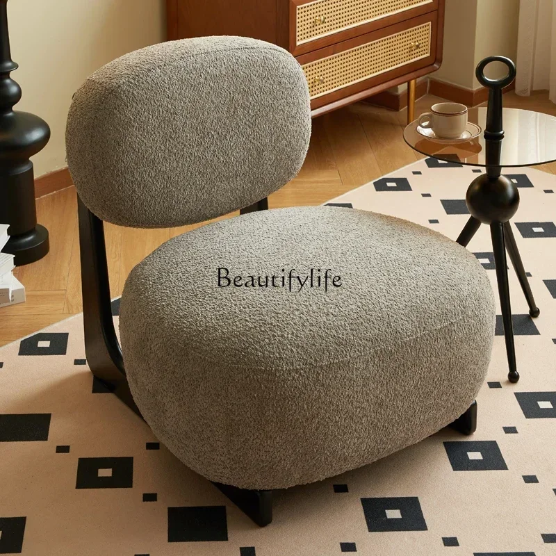 

NEW Nordic retro single solid wood sofa chair lamb wool living room home leisure simple and modern