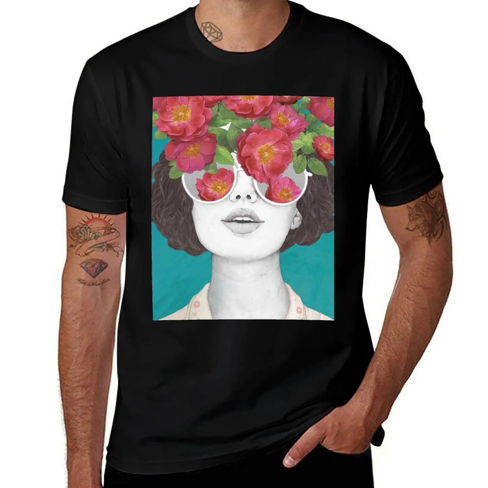 T-shirt The Optimist // rose tinted glasses, coupe décontractée, décontracté, à manches courtes