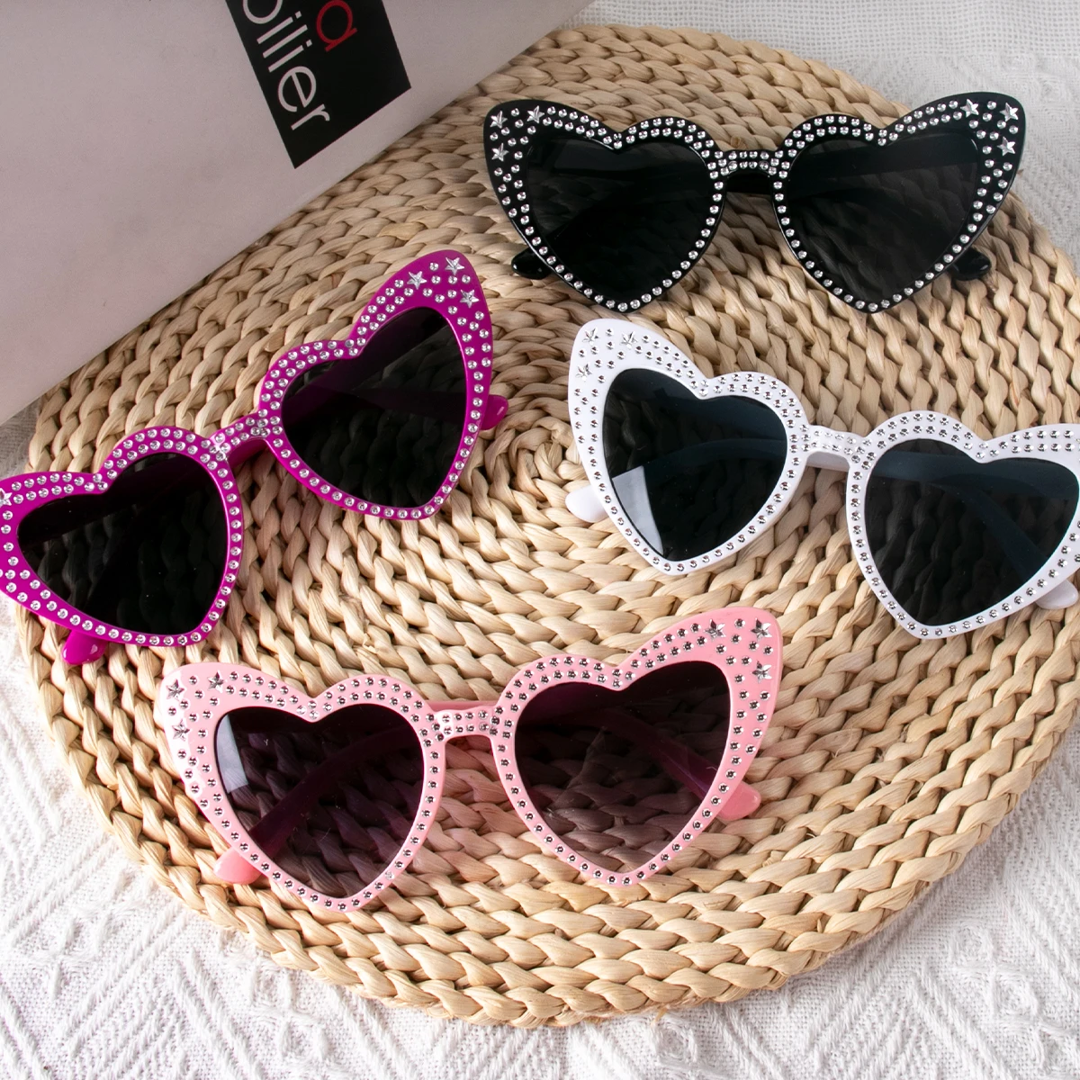 Rhinestone Heart Shaped Love Sunglasses Vintage Wedding Bridal Shower Party Gifts Bachelorette Party Hen Night Bar Supplies