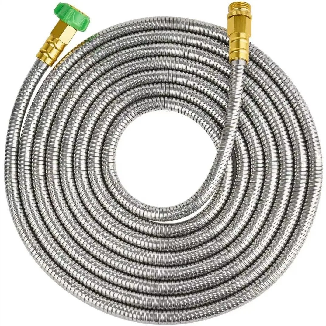 

304 Stainless Steel Garden Hose 20 ft with Metal Connector, Leak-Proof, Flexible & Lightweight, Kink Free Water Hose for Easy