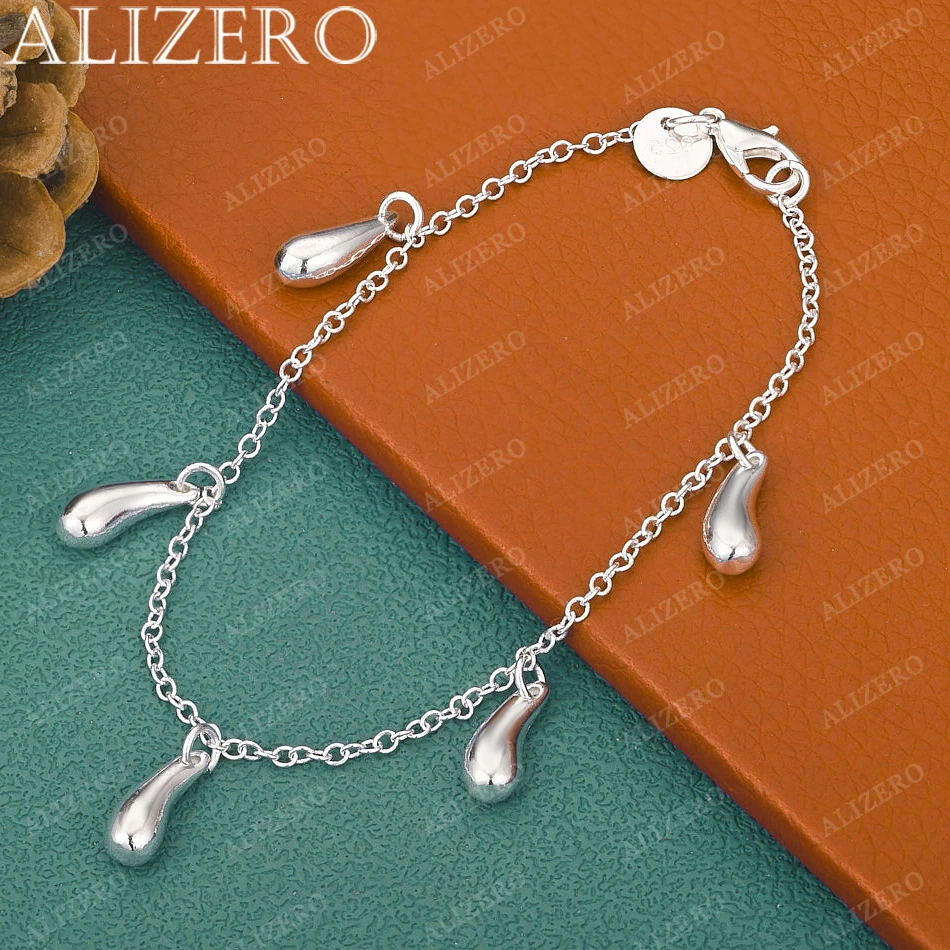 925 Sterling Silver Water Droplet Pendant Bracelet For Women's Fashion Parties Holiday Gifts