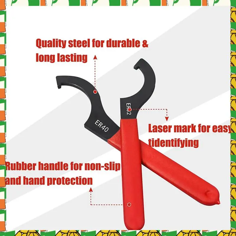 

Professional Tool 3 PCS Machine Tool Wrench ER Multi-Specification Electrophoresis Blackening Wrench ER25/32/40 Wrench Black & R