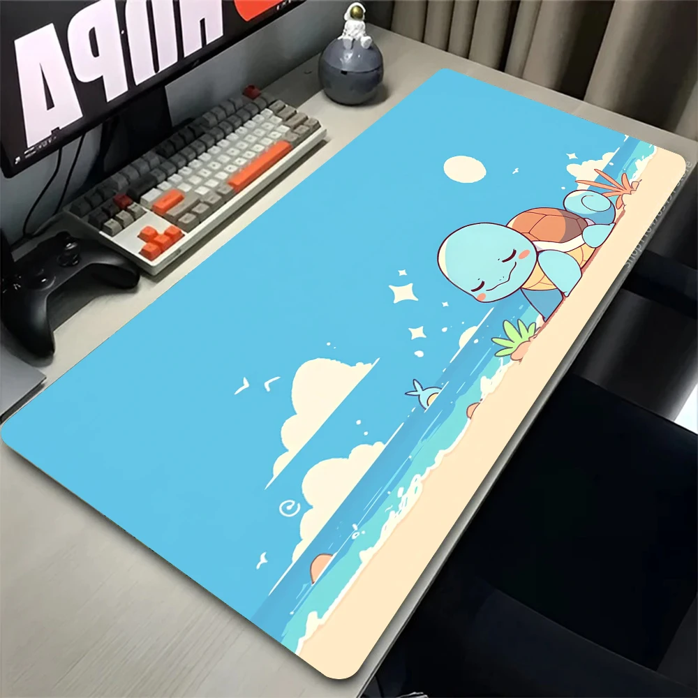 Mauspad für Gamer, PC, Computer, groß, 900 x 400, XXL, Schreibtischunterlage, Tastatur, Anime, Gaming-Zubehör, P-Pokemons, Squirtle, Mauspad, Teppich