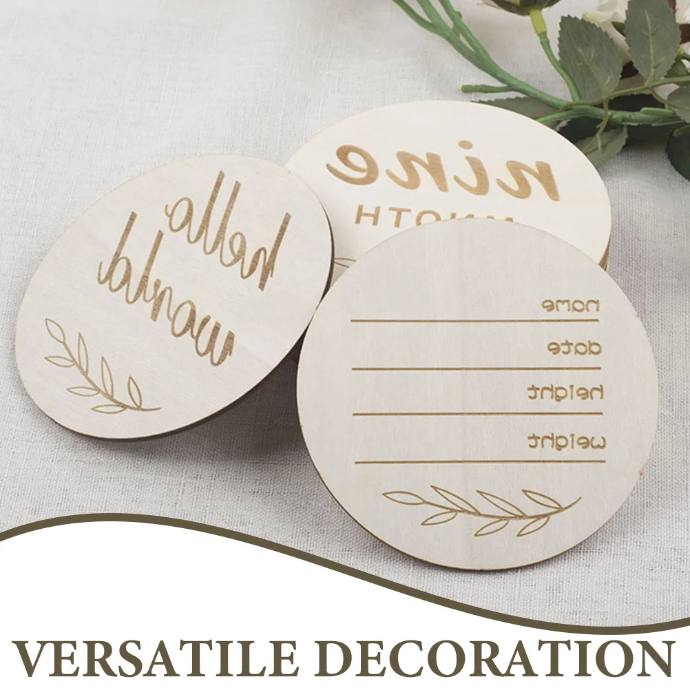 

12pcs Wooden Baby Name Sign Infant Birth Announcement Round Newborn Welcome Sign Nursery Decorative Smooth Photography Prop For