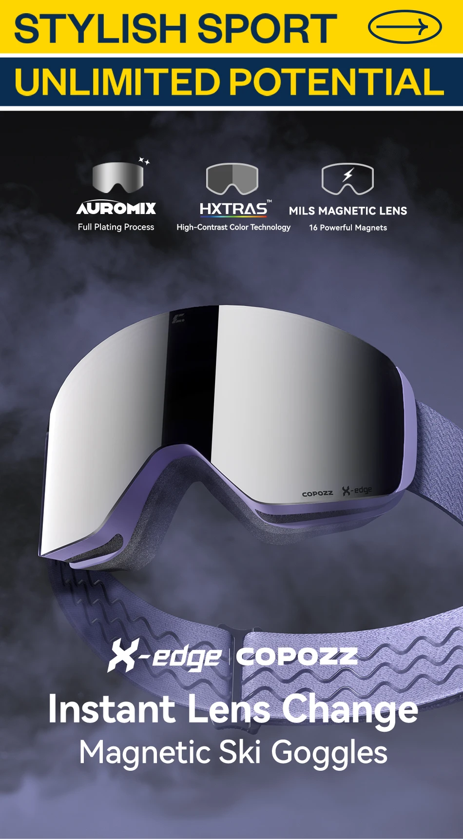 COPOZZ Winter Magnetische Skibrille Erwachsene Outdoor UV400 Schutz High-definition Anti-fog Abnehmbare Frauen Männer Snowboard Brille – Detail 2