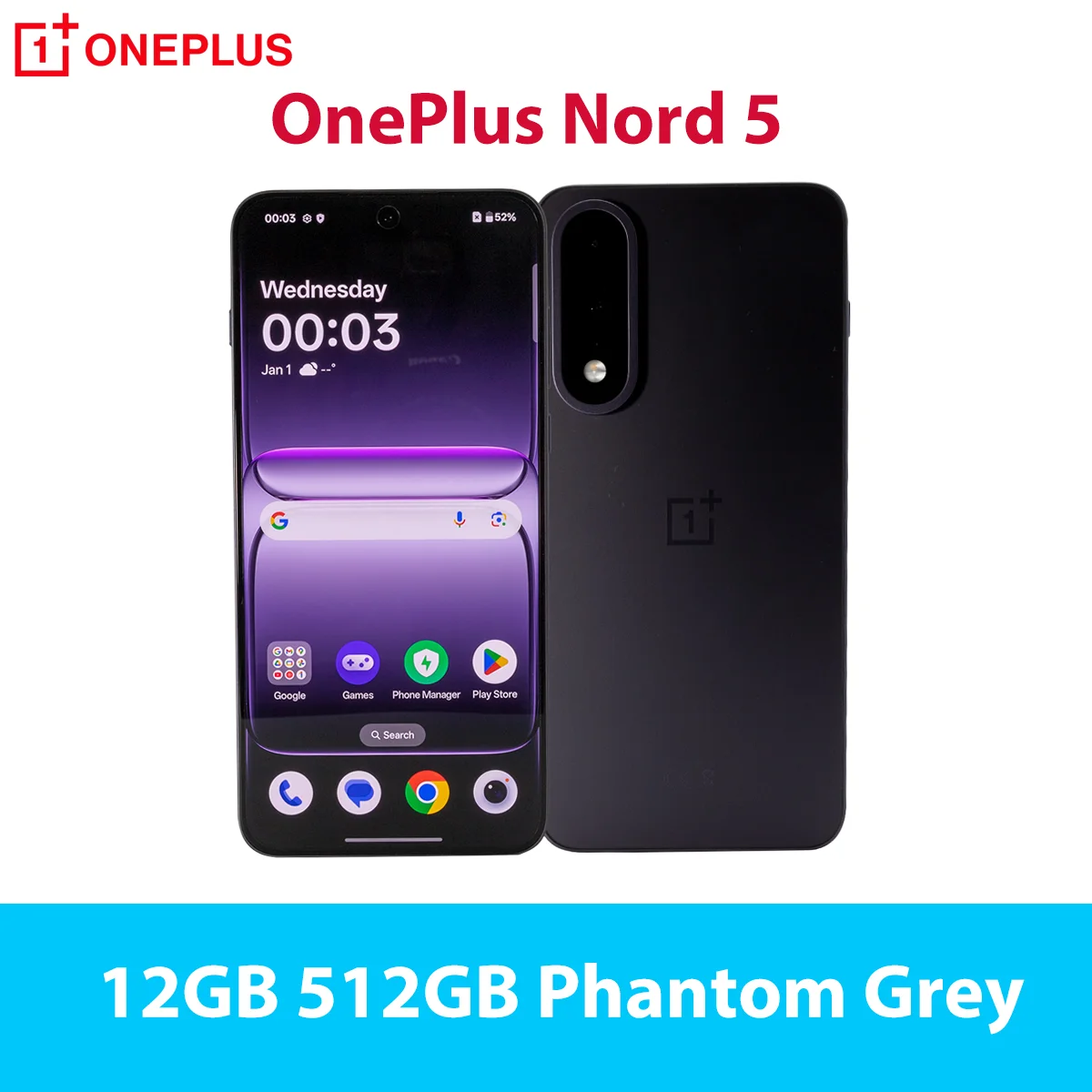 Nieuwe OnePlus Nord 5 Smartphone 5G Snapdragon ™   8s Gen 3 6,83” AMOLED-scherm 144 Hz 5200mAh 80W SUPERVOOC 50MP dubbele camera's