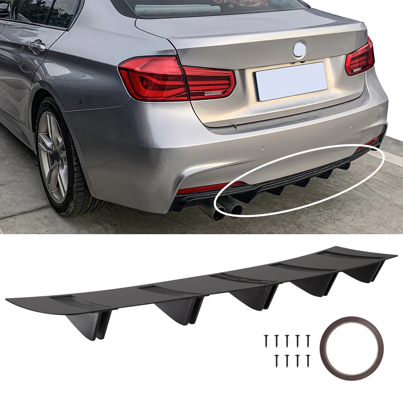 ماتي الأسود الخلفي الناشر الفاصل الشفاه سبويلر القرش زعنفة جديدة لأودي S6 2020 #6