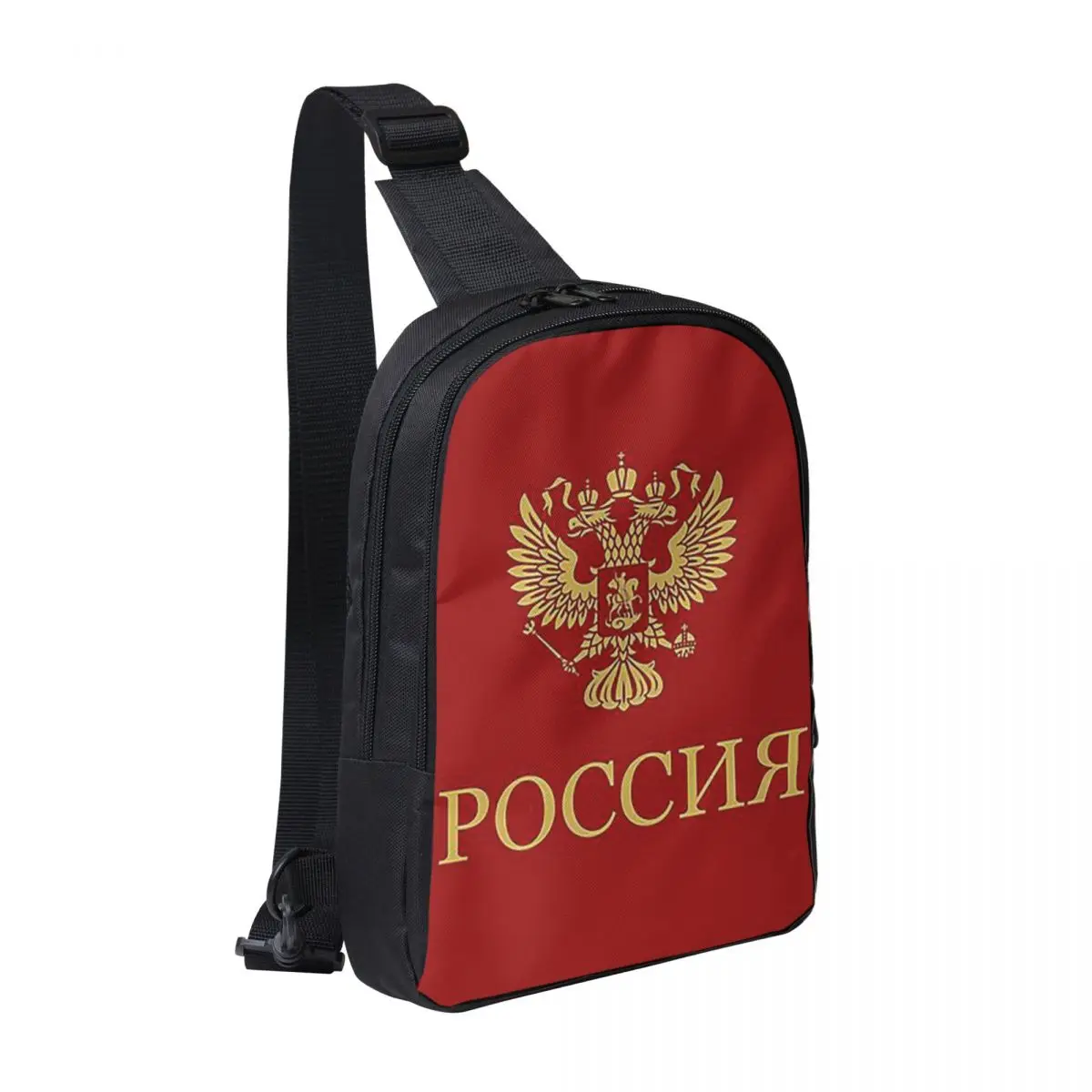 

Poccnr Russia Gold Chest Bag Men Sling Crossbody Backpack Chest Bag Traveling Hiking Daypack Shoulder Bag
