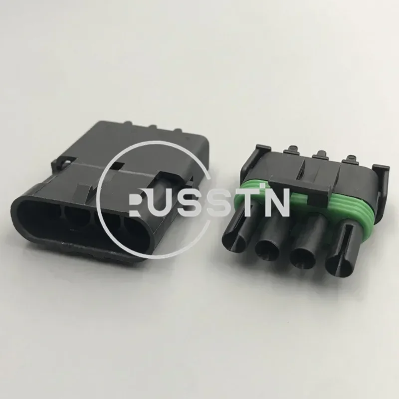 1 Set 4 Hole With Rubber Seal And Terminal Auto Connector AC Assembly Weather Pack Electrical Waterproof Wire Plug 12015797 12