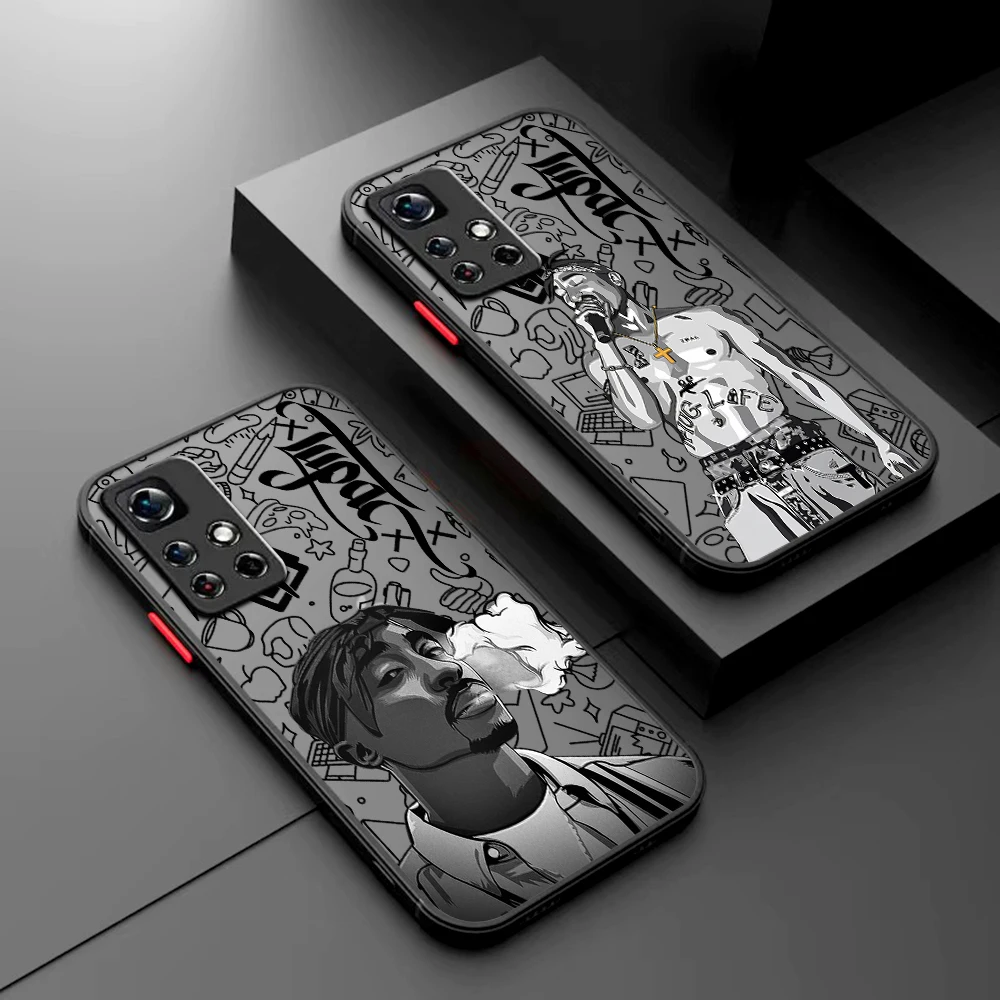 Rapper 2pac Singer Tupac Phone Case For Xiaomi Redmi Note 13 12 11 10 10C 10X 9 9A 9T 9C 8 7 Pro Plus 5G Matte Transparent Cover