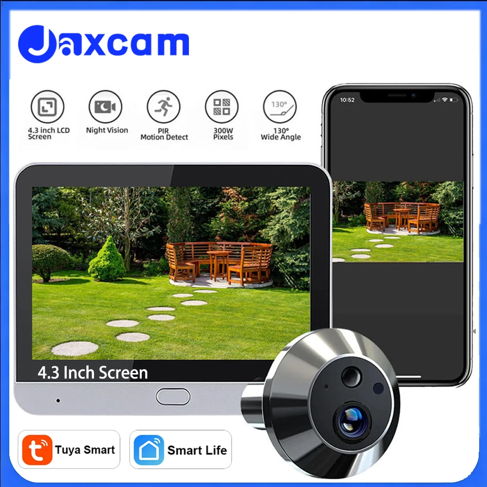 Home Smart Tuay Wireless 2.4G Wifi Peephole Video Door Camera 5MP PIR One Way Audio Security Door Eye With Camera for Apartment