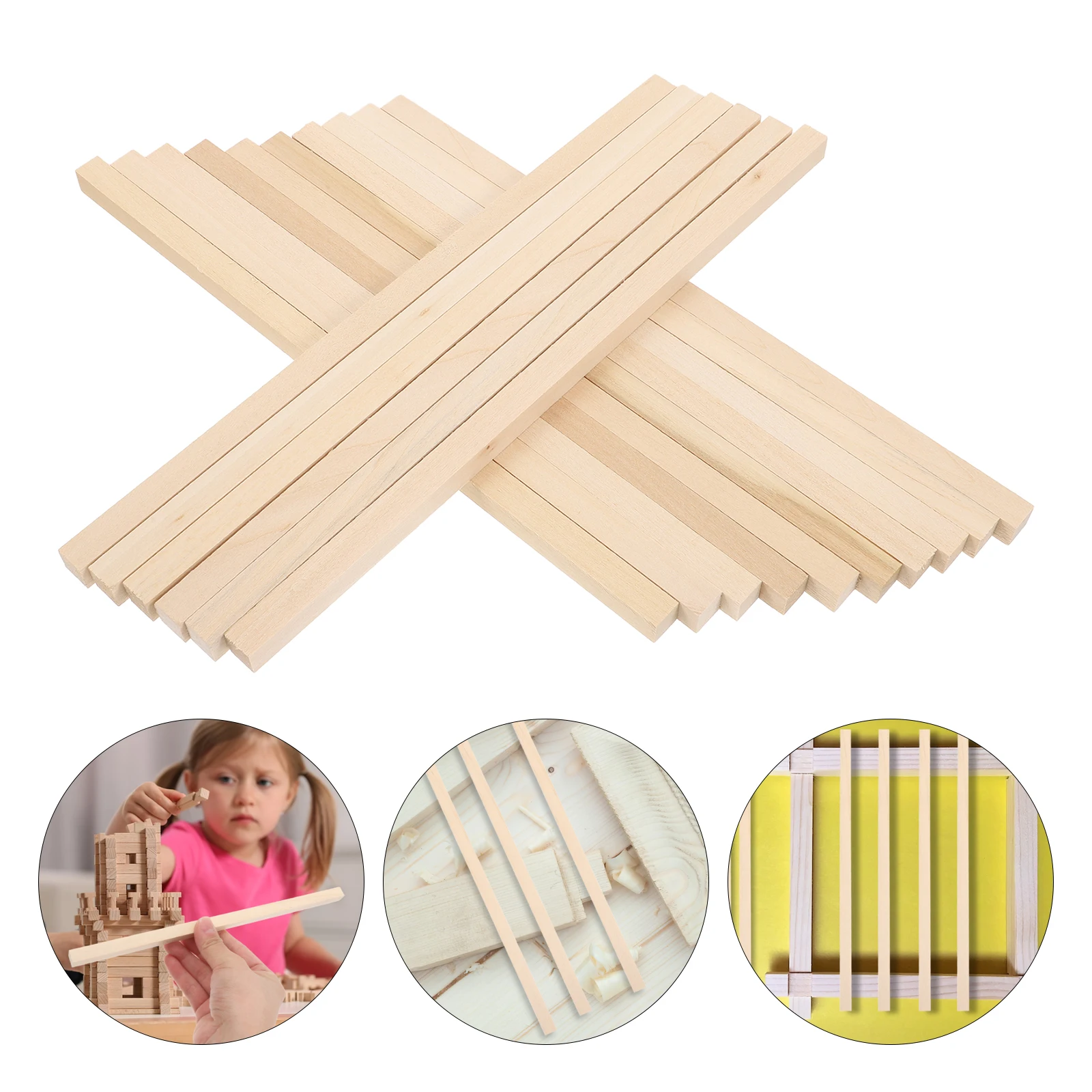 

60 Pcs DIY Wooden Stick Rods Projects Supplies Sticks Hardwood Dowels Square