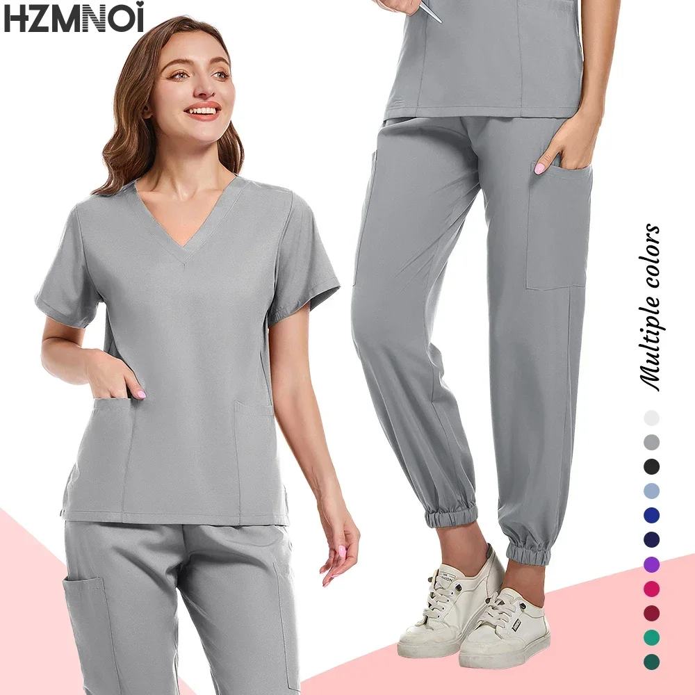 Surgical Uniforms Woman Scrub Set Medical Nurse Beauty Salon Workwear Clinical Scrubs Top + Pant Spa Doctor Nursing Tunic Suit