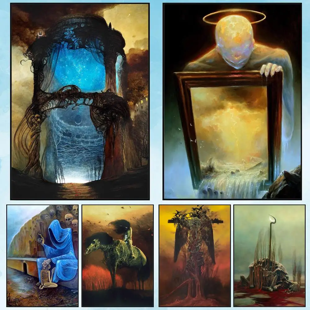 (2D Canvas Painting)  Z-Zdzislaw B-Beksinski Art Painting Calligraphy Canvas Poster: Crease Free Waterproof Durable All Space