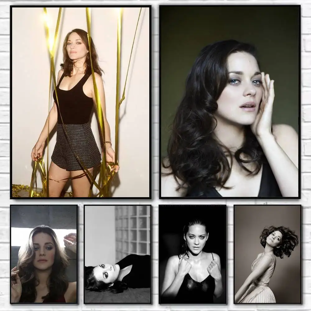 M-Marion C-Cotillard Portrait Art Poster Self-adhesive Art Waterproof Paper Sticker Coffee House Bar Room Wall Decor