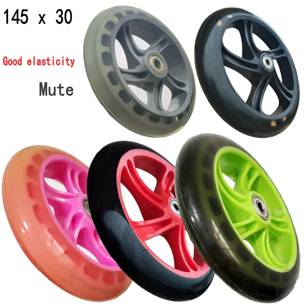 

1x Scooter Wheel 6 Inch Universal Wheels Wheelchair Front Wheels W/ Bearing 145mm High Elasticity No Slip Replacement Parts