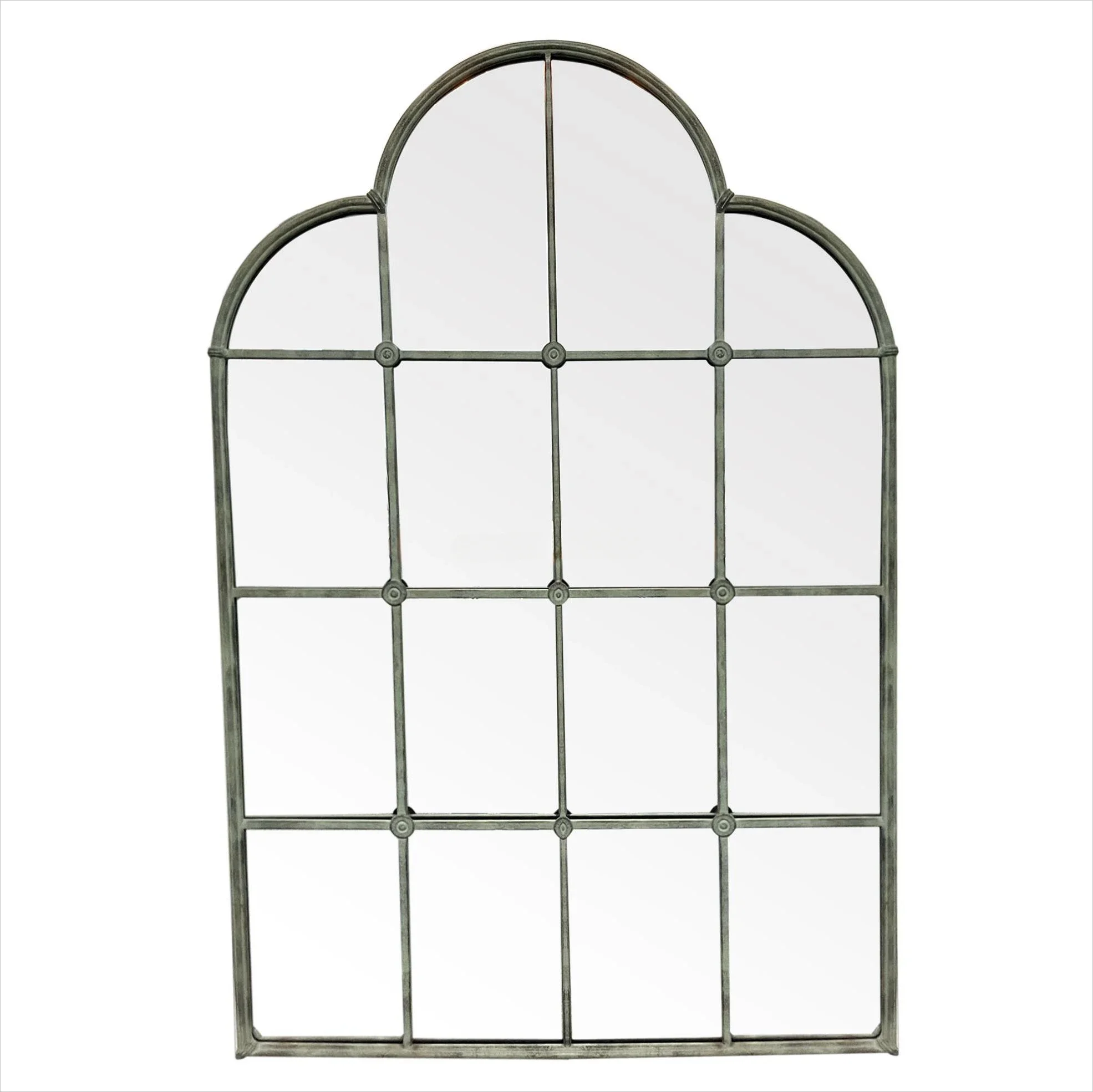 Rustic Living and Home Arched Metal Window Pane Inspired Wall Mirror