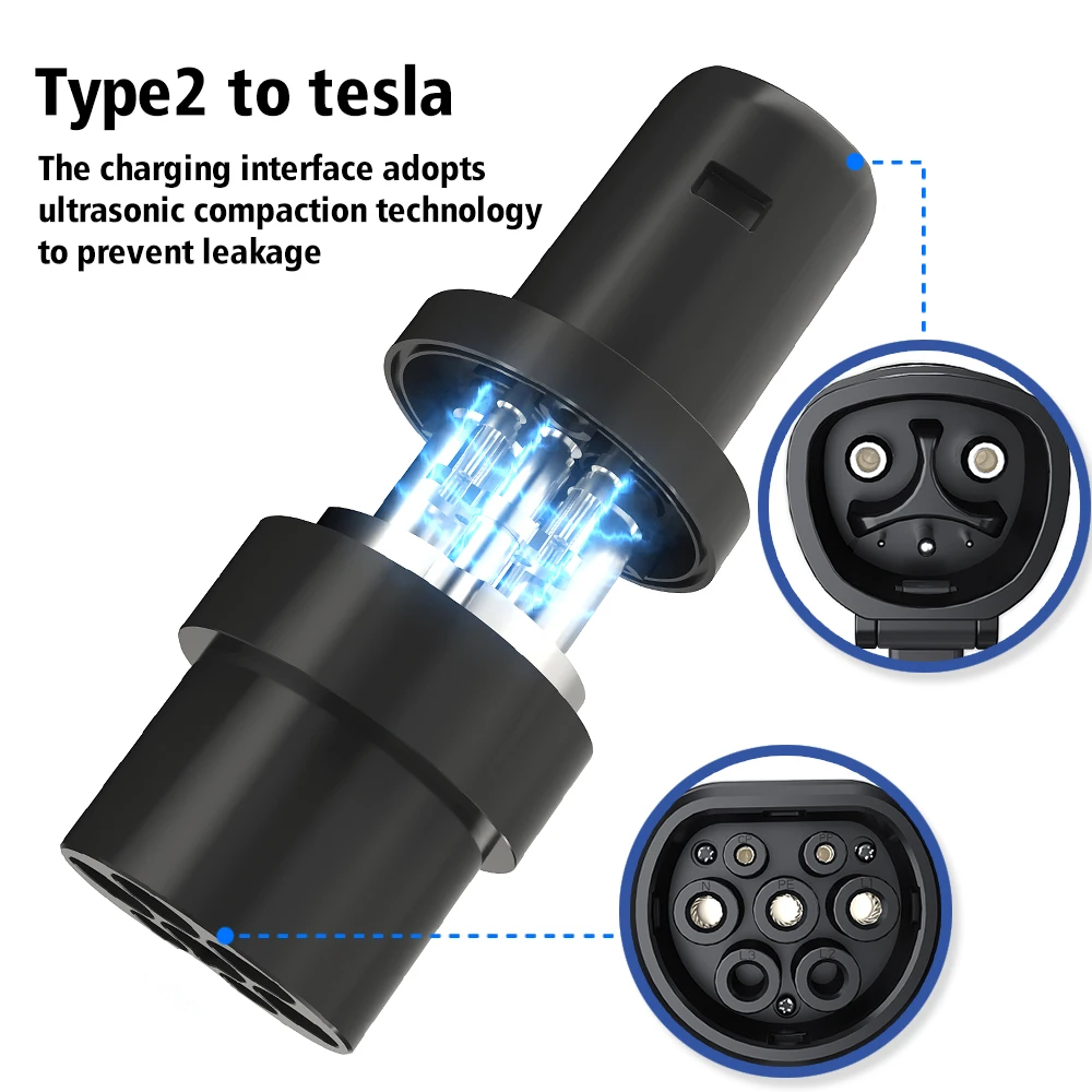 LONLINK EV Adaptor Type-2 EU To Tesla Plug EV Adapter Electric Cars Vehicle Charger Charging Connector Type2 To TESLA