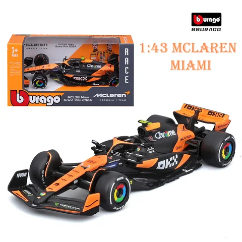 Bburago 1:43 McLaren 2024 MCL38 Miami GP Formule Racing Legering Model Auto Speelgoed