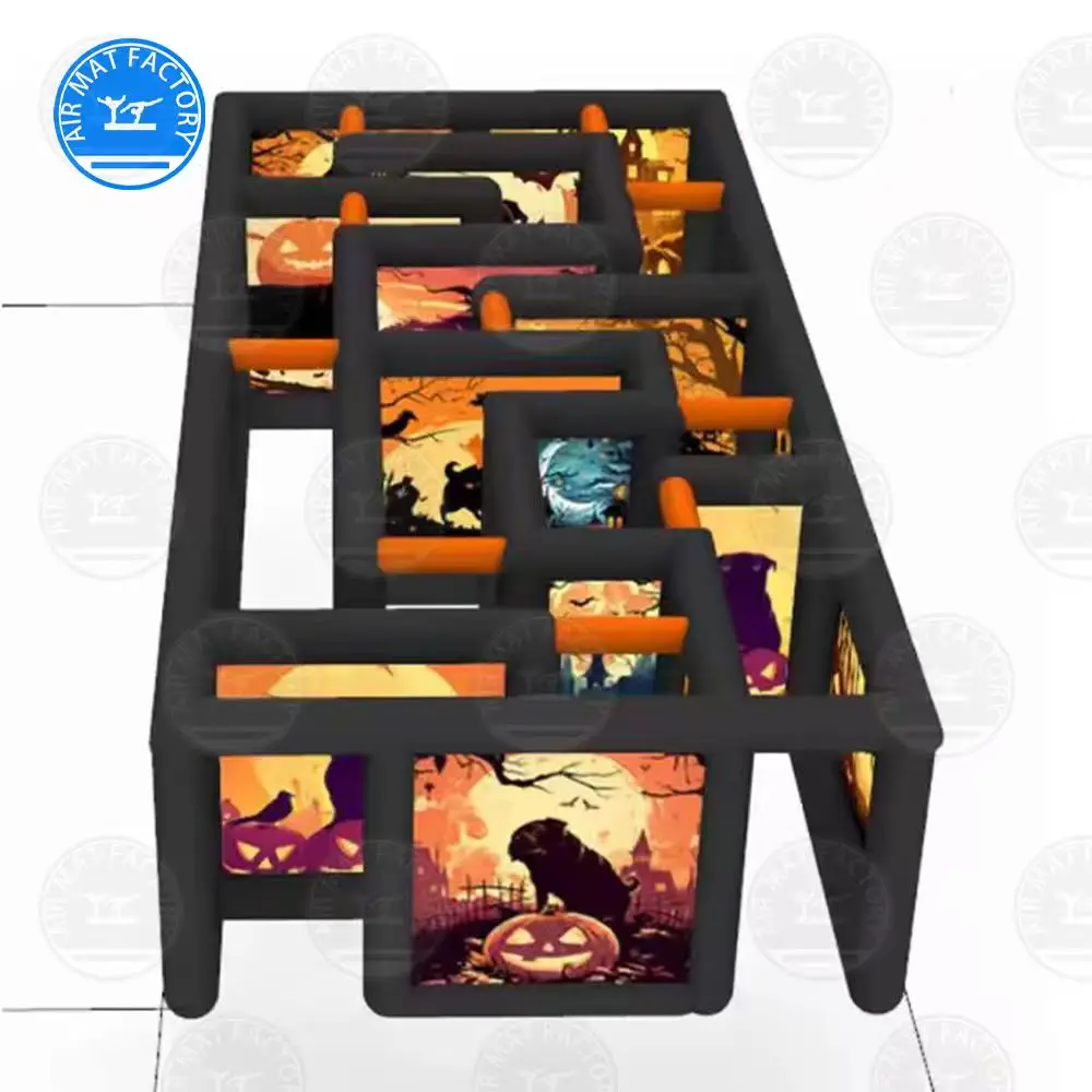 

New Inflatable Halloween Maze Printing Inflatable Haunted Maze Pumpkin Haunted House Labyrinth Carnival Sport Game