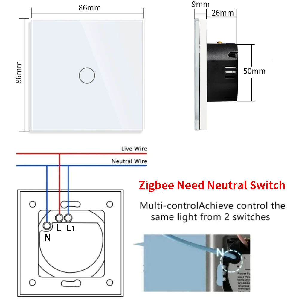 Smart Zigbee Switches Need Neutral Function Part Touch Glass Panel EU Wall Socket Smart Plug Module thermostat Smart Home