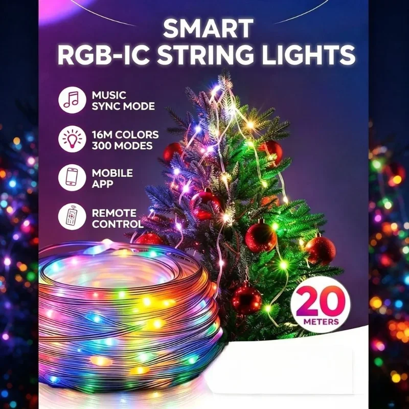 RGBIC LED Outdoor Net Lights Christmas Flexible Matrix Grid for Patio Pergolas Bush Wedding Party Holiday Decor Garden
