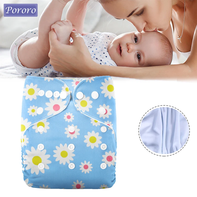 Simple Flower Print Washable Pocket Diaper Reusable Infant Cloth Diaper Eco-friendly Nappy Fit 3-15KG 0-3 Years Baby Shower Gift