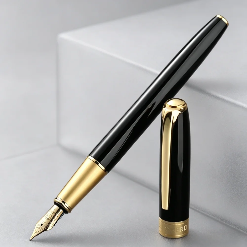 

Hero P108 Fountain Pen Smooth Writing Lightweight Black Matte Anti-Slip Grip Office School Business Gift Multicolor Optional Loc