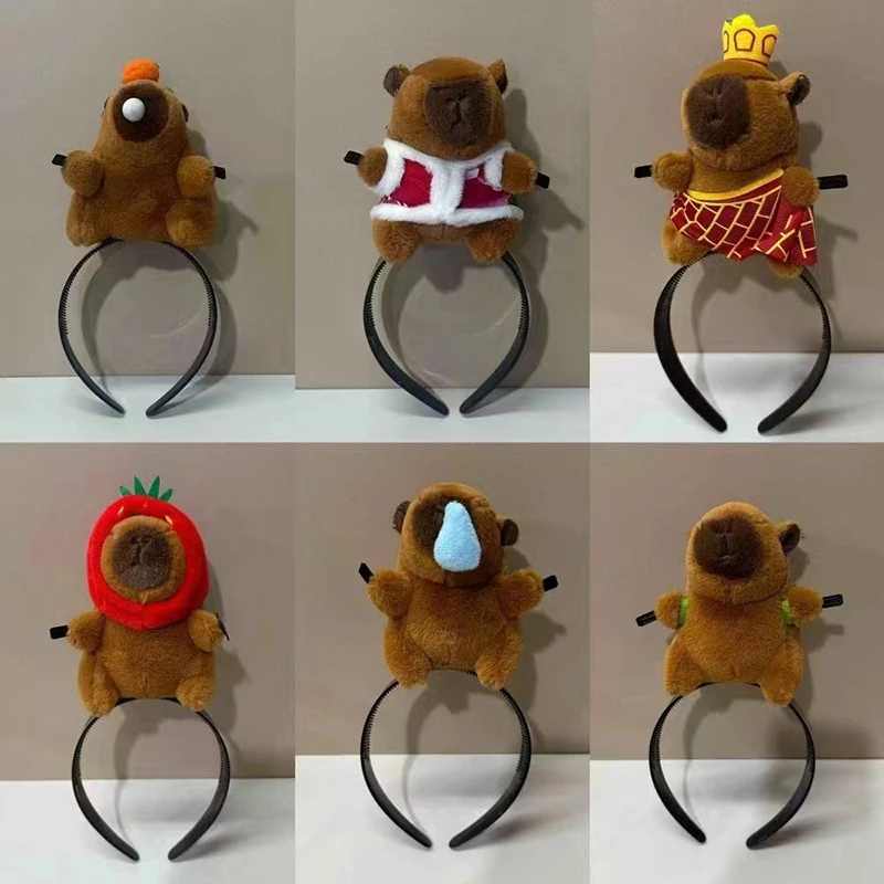 1PCS Headband Cartoon Funny Capybara Hair Hoop Summer Women's Cute Face Wash Headband Funny Plush Hair Band Hair Accessories