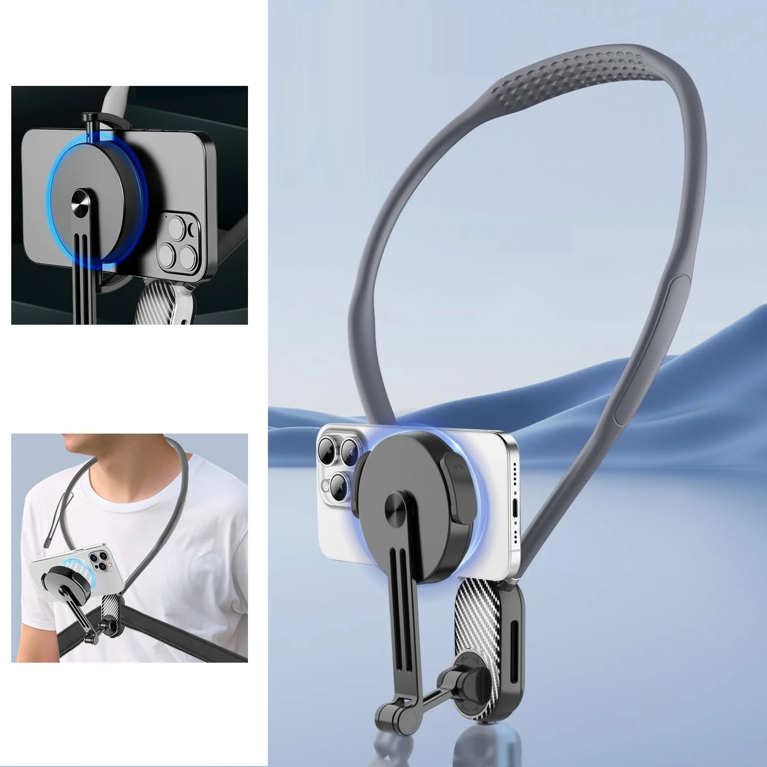 

Magnetic Neck Phone Holder POV/Vlog Neck Mount, Hand Free Phone Neck Holder Video Recording for iPhone 17 16 15 14 13 12 Android