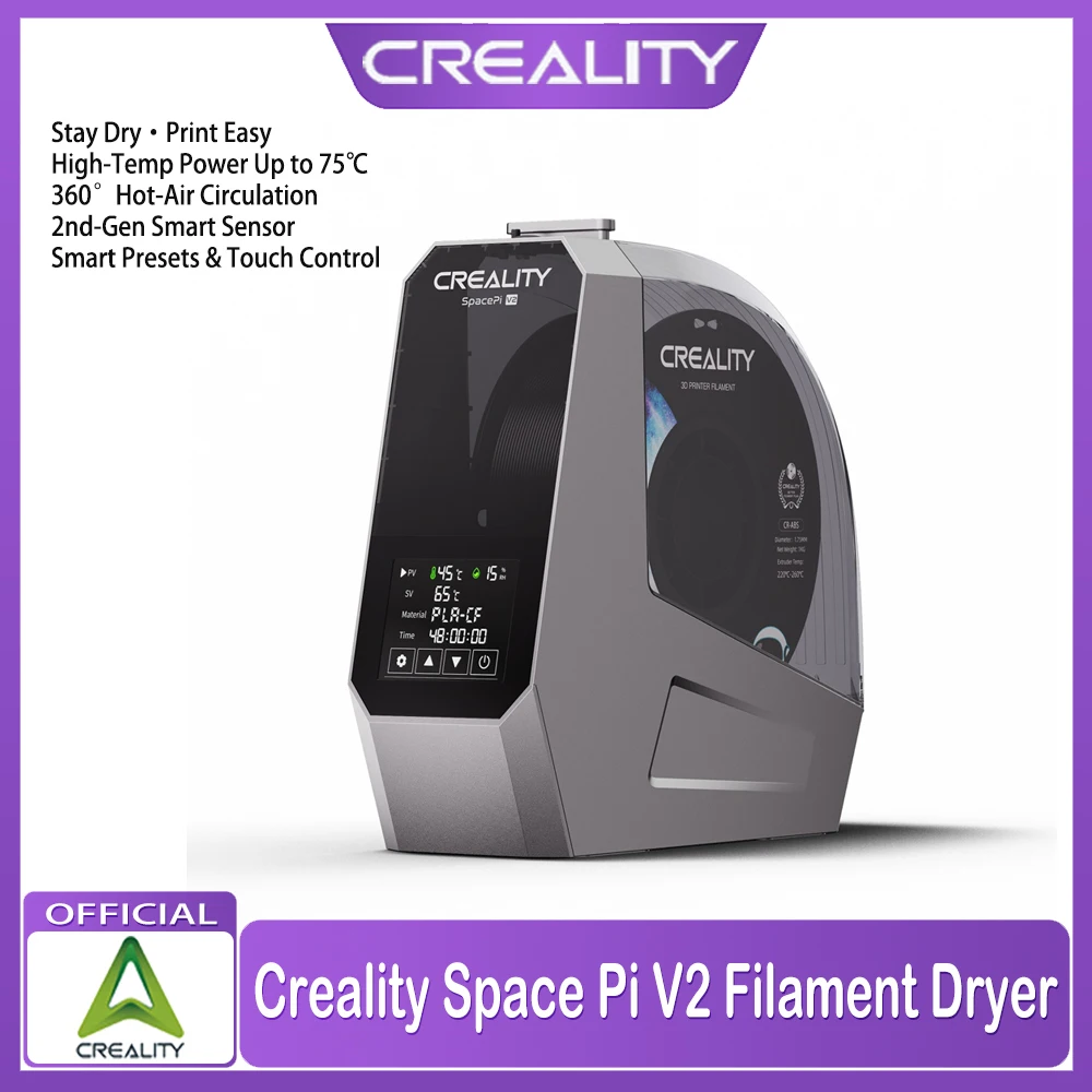 Creality SpacePi V2 Filament-Trocknerbox Hält 1KG Filament Trocken 360° Filament-Aufbewahrung °   Heißluft-Heizung 1-48h Einstellbare Temperatur 45-75°C