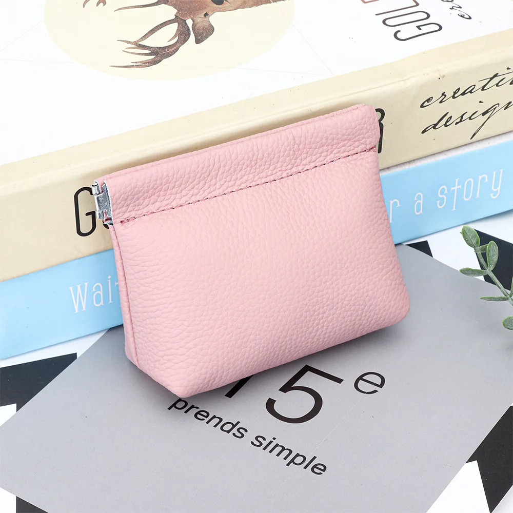 2025 New Genuine Leather Coin Purse Women First Layer of Cowhide Small Wallet Automatic Closure Purse For Cards Sundries