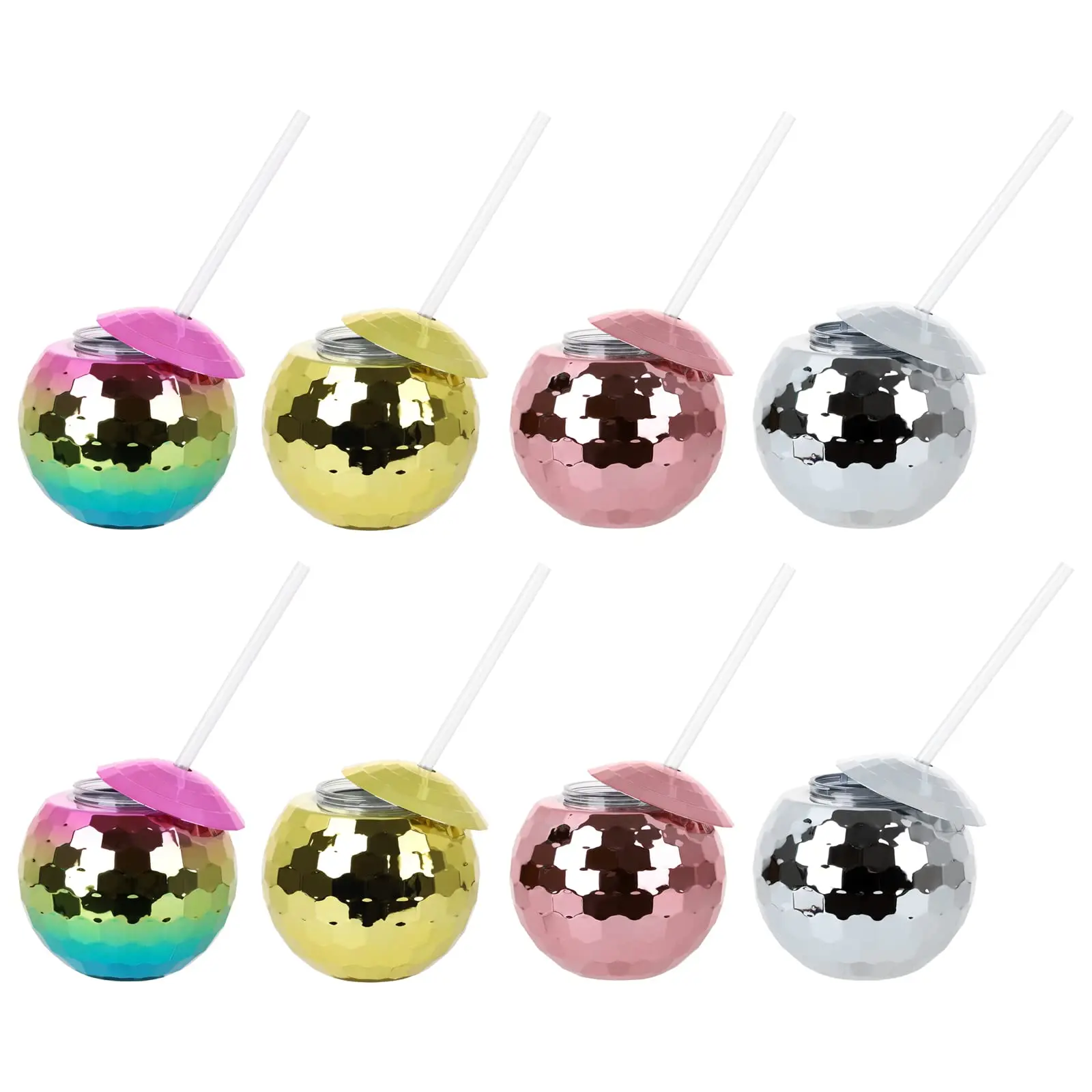 3/5Pcs Disco Ball Cup with Straw Nightclub Party Wine Glass Drinks Beer Cocktail Cups for Bachelorette Birthday Beach Pool Decor