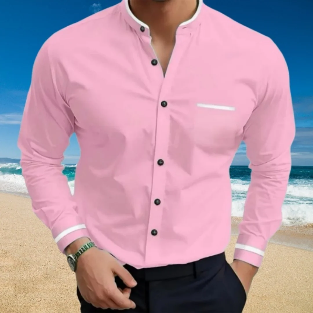 

Men's Long Sleeve Shirts Plain Shirts Fashionable High Quality Men's Tops Blue White Pink Green Red Extra Large Size Clothing