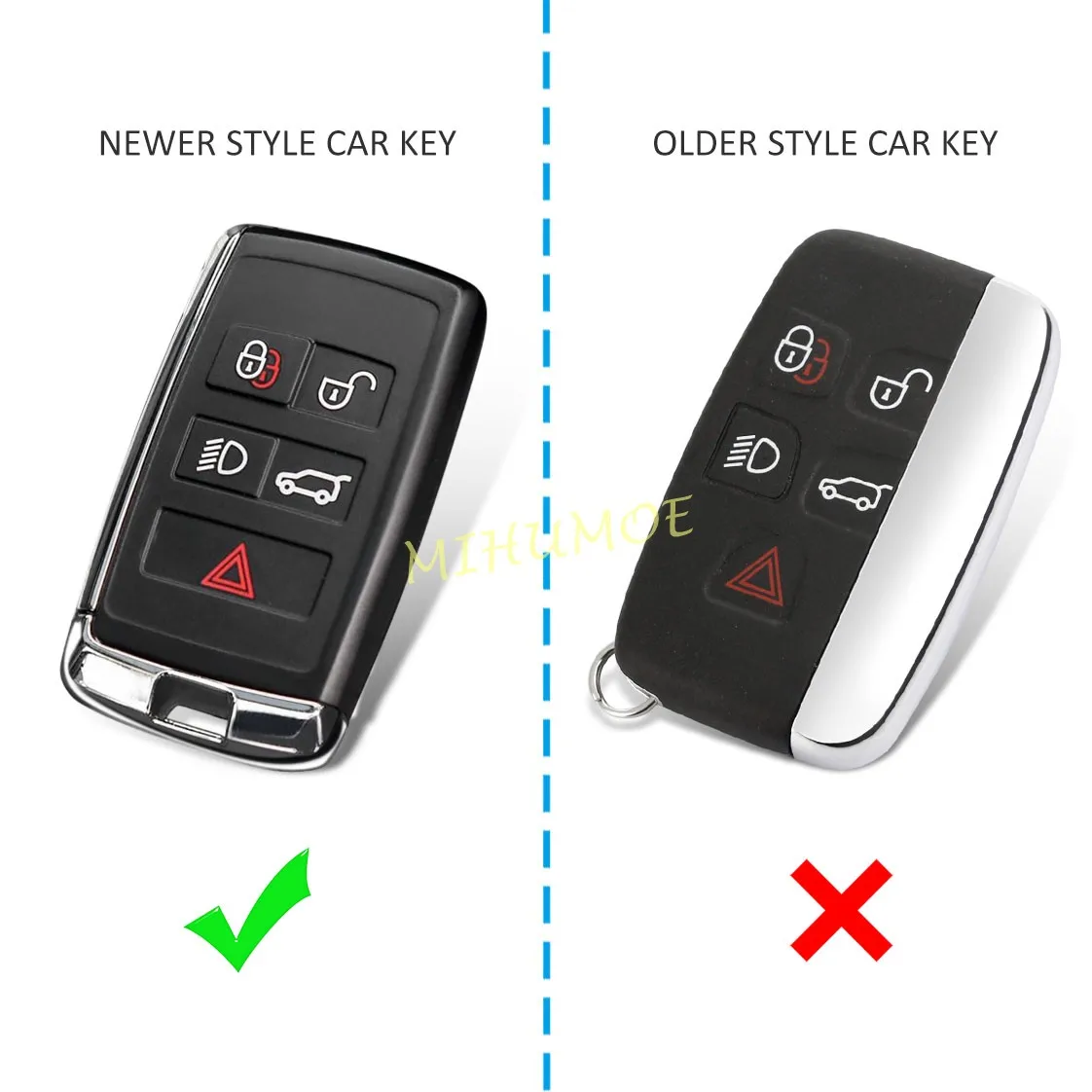 For Land Rover Discovery Range Rover Sport Evoque Velar Jaguar XE XF E-PACE F-PACE Silicone Car Key Fob Ring Chain Cover Case view 2