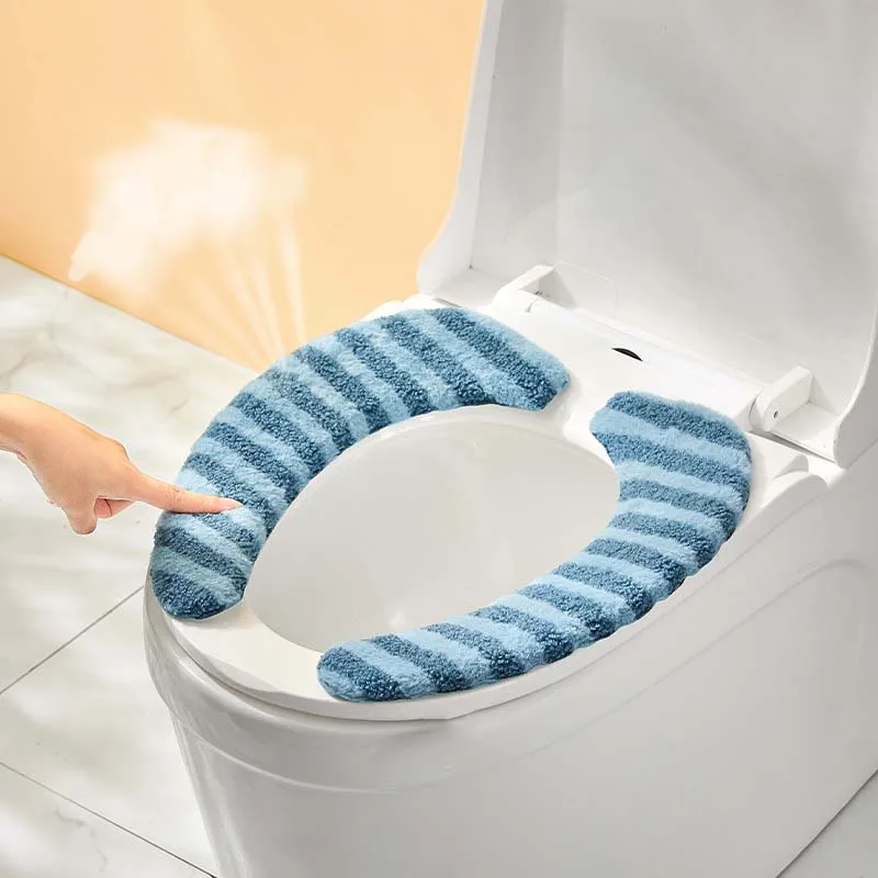 Winter Warm Ultra Soft Sticky Toilet Seat Covers Reusable Household Universal Closestool Mats Home Decor Antibacterial WC Pads