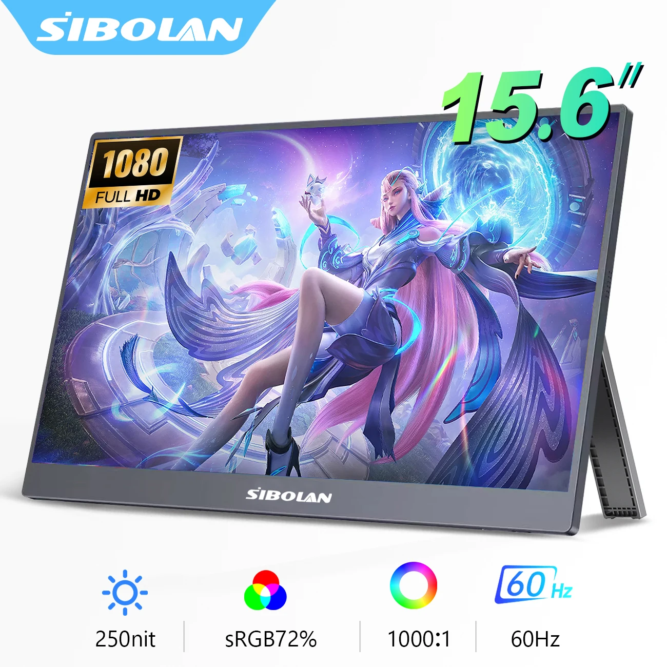 

SIBOLAN 15.6-Inch Portable Monitor 1080P FHD IPS Travel Extended with HDMI TYPE-C for Phone Laptop XBox PS4 PS5 Switch