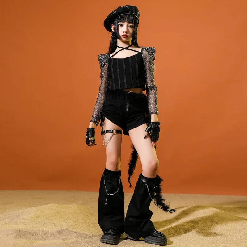 Hip Hop Ragazze Cool K-pop Crop Top Street Dance Pantaloni cargo Bambini Streetwear Outfit Bambini Costumi jazz Set di vestiti per gruppi di ragazze