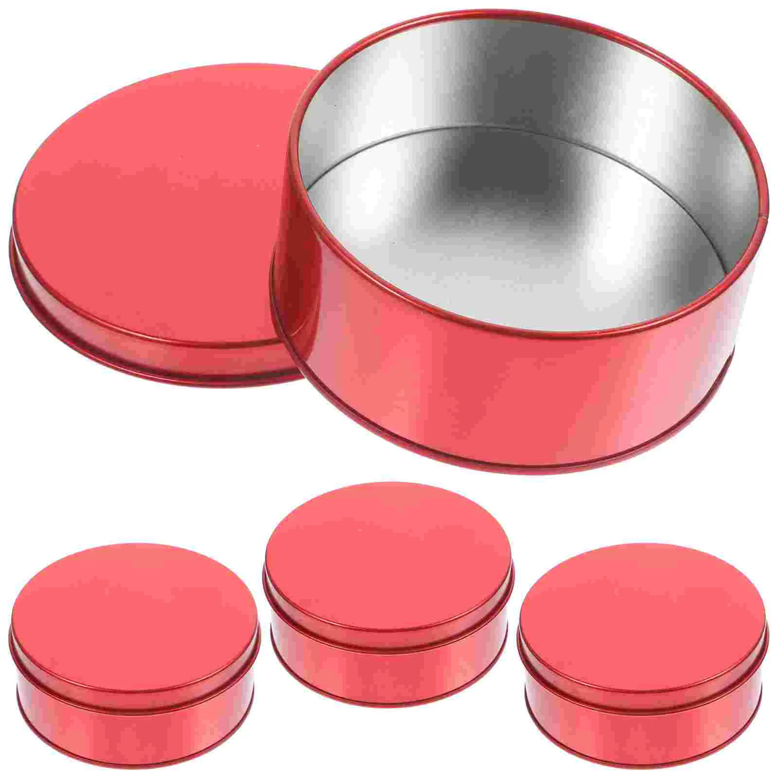 4 Pcs Biscuit Box Candy Cookie Boxes Small Empty Cans Christmas Tins with Lids Cover Tinplate for Gift Giving