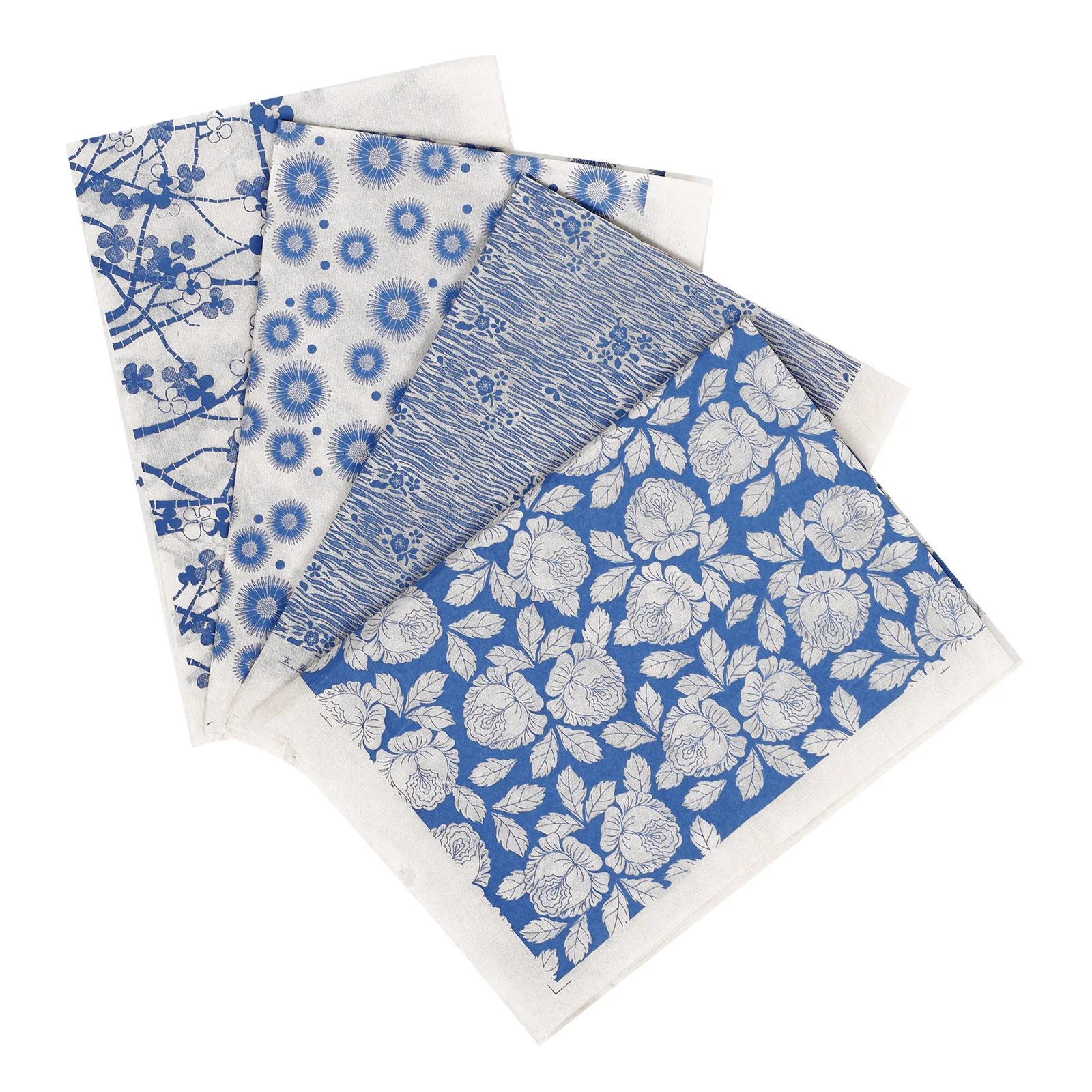 

4 Sheets Underglaze Blue and White Stickers for Ceramics Exquisite Pottery Decal Professional Transfer Paper Flowers