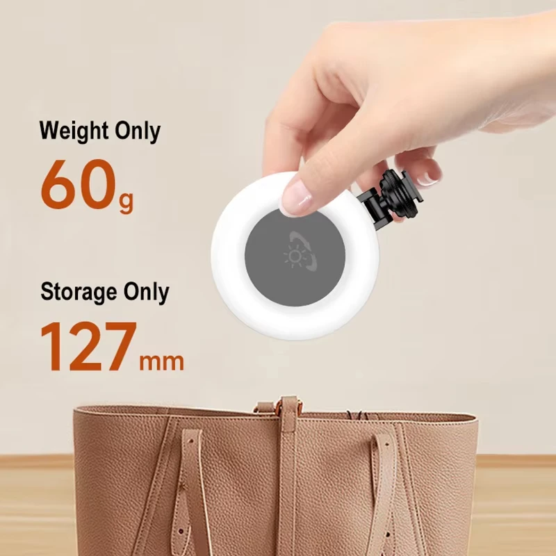 Phone Fill Light 48 LED Mini Selfie Light 400mAh Rechargeable Rotation Ambient Lighting for Live Stream Video Photography Makeup