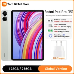 Xiaomi Redmi Pad Pro 5G 256 ГБ Snapdragon®Планшеты Mi 7s Gen 2, процессор 12,1 дюйма, 120 Гц, 2,5 K, дисплей, аккумулятор 10000 мАч