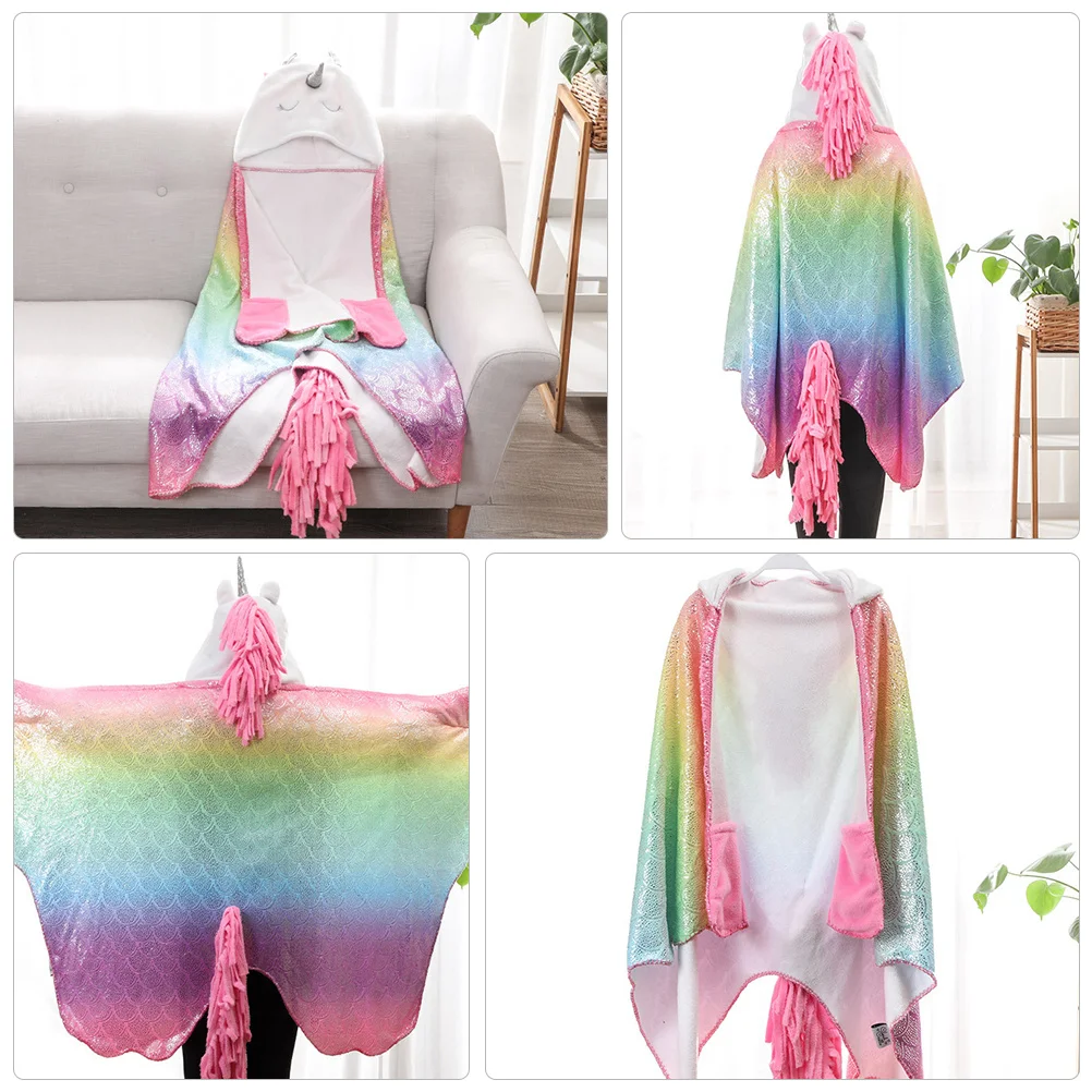 

1Pcs Flannel Cape Colorful Unicorn Shawl Warm Blanket Party Cloak Comfortable Gift Flannel Cape Funny Shawl