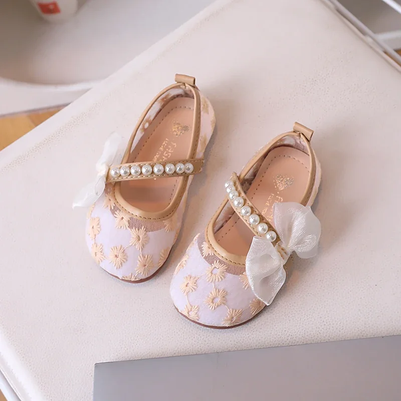 

2025 New Summer Kids Embroidered Sandals for Girls Anti-slippery Sole Toddler Ballet Flats Princess Elegant Mary Jane Shoes Ins