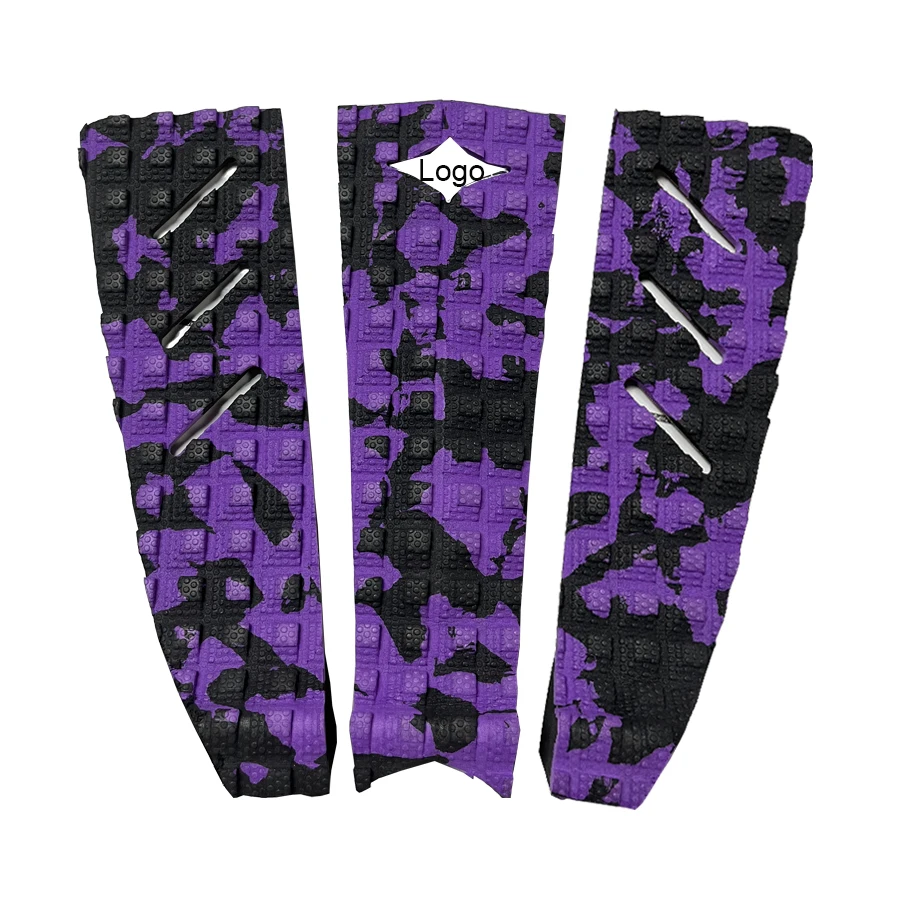 

10 Sets/Pack EVA Surf SUP Board Traction Pad Diamond Grooved Surfboard Deck Grip Tail Pad Surfing Accessories Logo Purple Camo