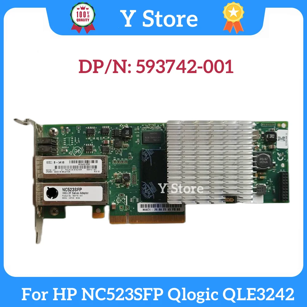 

Original 10GB 2 Port Dual Port 593742-001 593715-001 For HP NC523SFP Qlogic QLE3242 10G Fiber Optic Network card 593717-B21