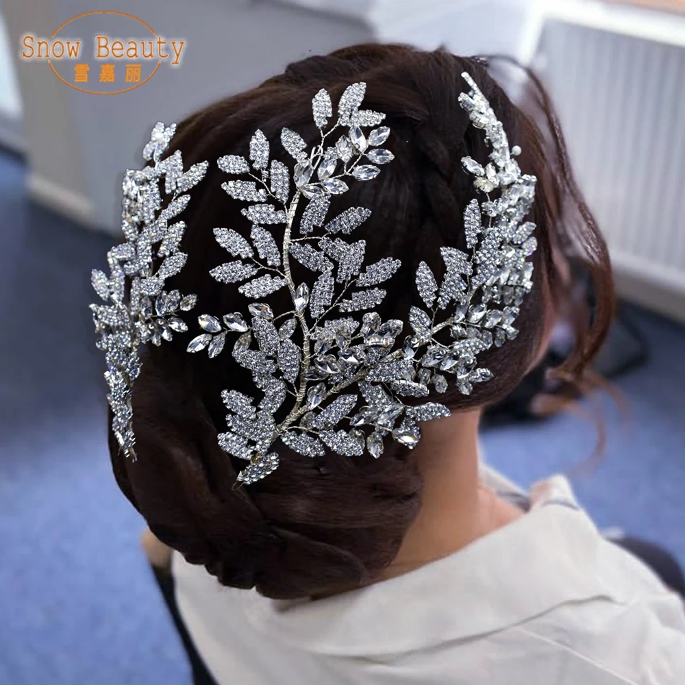 

A508 Silver Rhinestone Bridal Crown Luxury Wedding Headpieces Baroque Headband Hair Ornaments Handmade Women Headdress Tiaras