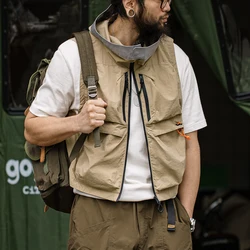 Maden Outdoor Functional Quick-drying Vest Multi-pocket Hooded Camping and Fishing Sleeveless Waistcoat for Men and Women