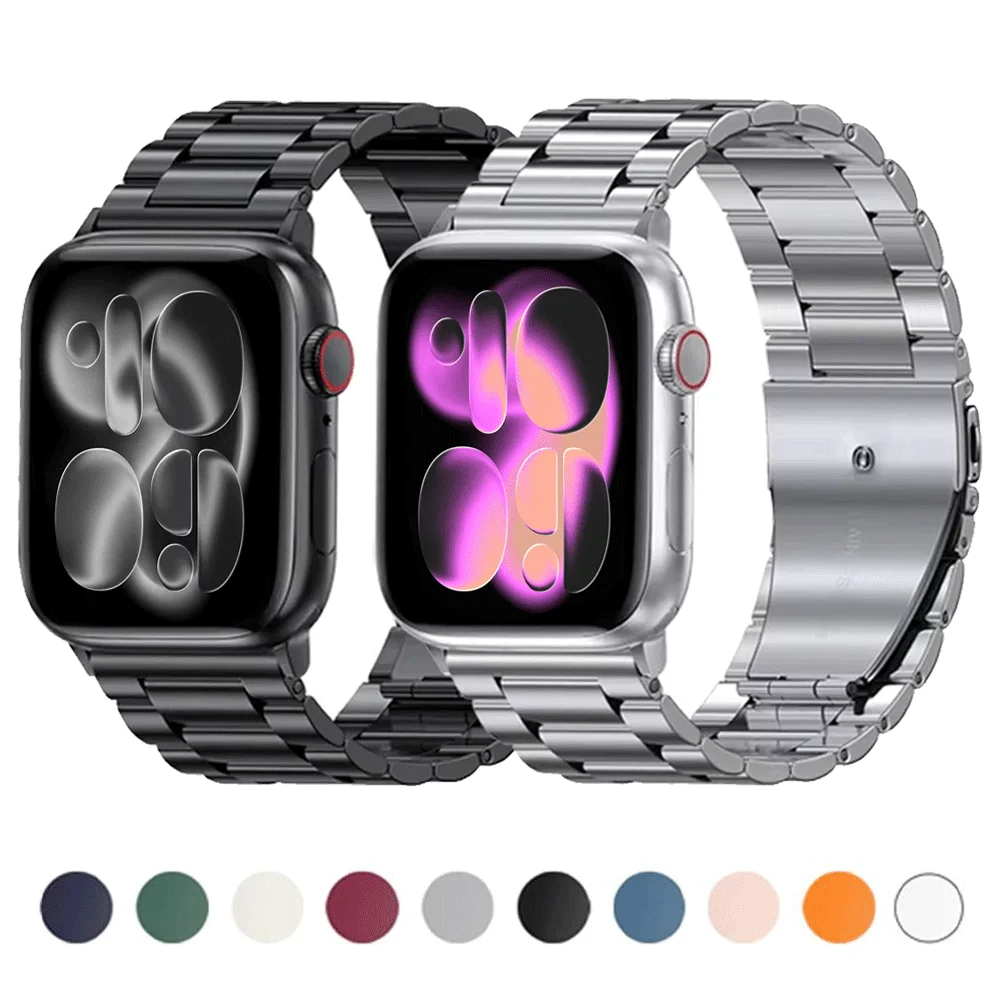 Correa de acero inoxidable para Apple Watch Band 46mm Ultra 3 49mm 41mm 42mm 40mm 44mm correa de Metal para Iwatch Series 11 10 SE3 9 8 7 6
